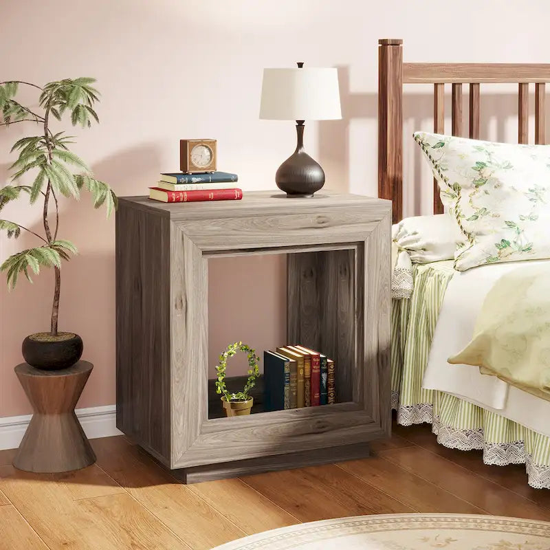 Table d'appoint rectangulaire de style campagnard de 60 cm (23,62 pouces), table de chevet pour salon