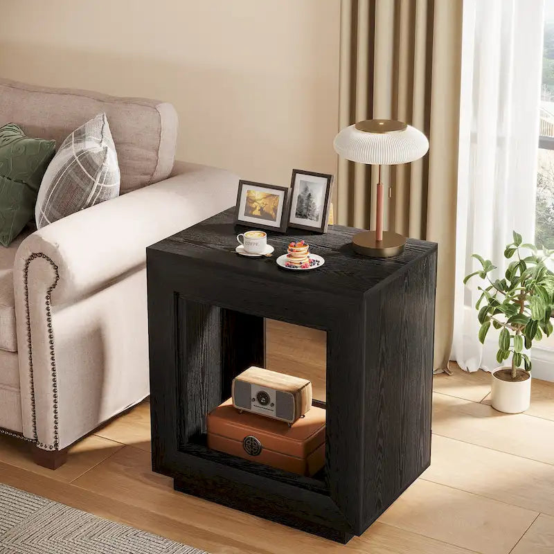 Table d'appoint rectangulaire de style campagnard de 60 cm (23,62 pouces), table de chevet pour salon