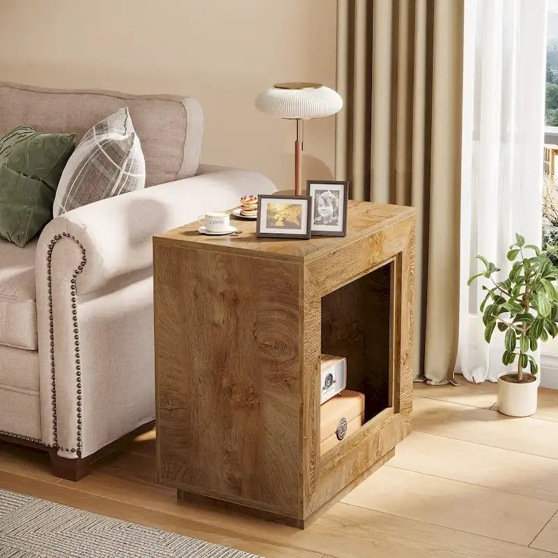 Table d'appoint rectangulaire de style campagnard de 60 cm (23,62 pouces), table de chevet pour salon