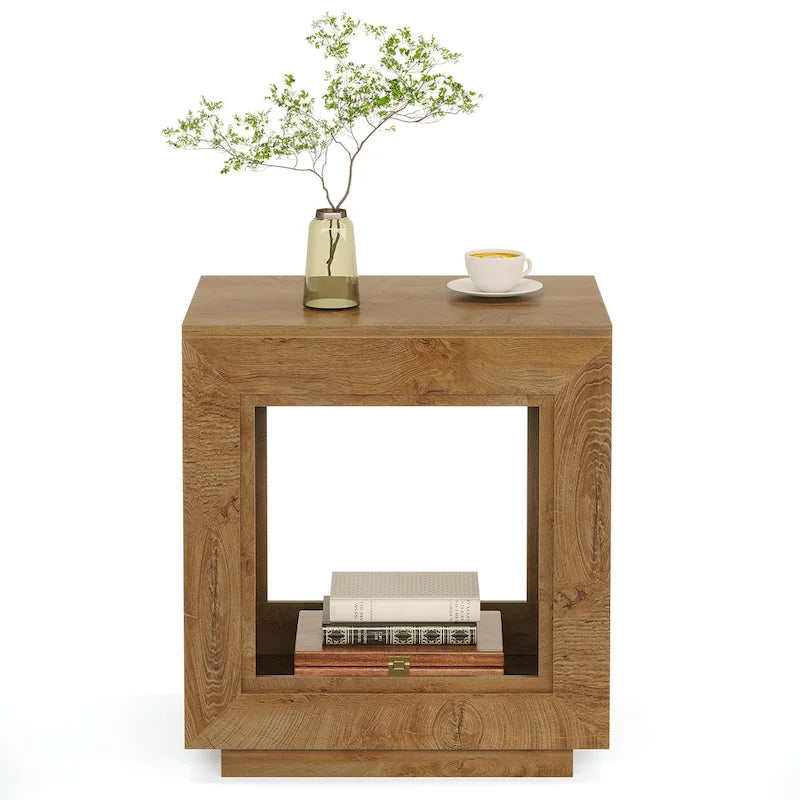 Table d'appoint rectangulaire de style campagnard de 60 cm (23,62 pouces), table de chevet pour salon