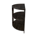 Console Kalne de Roundhill Furniture, en forme de demi-lune, avec 2 étagères ouvertes, gris anthracite/métal chromé