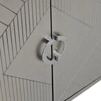 Armoire de rangement à 4 portes avec pieds en pin et structure en MDF