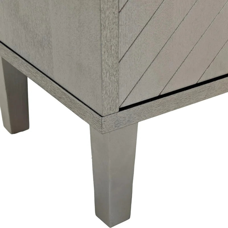 Armoire de rangement à 4 portes avec pieds en pin et structure en MDF