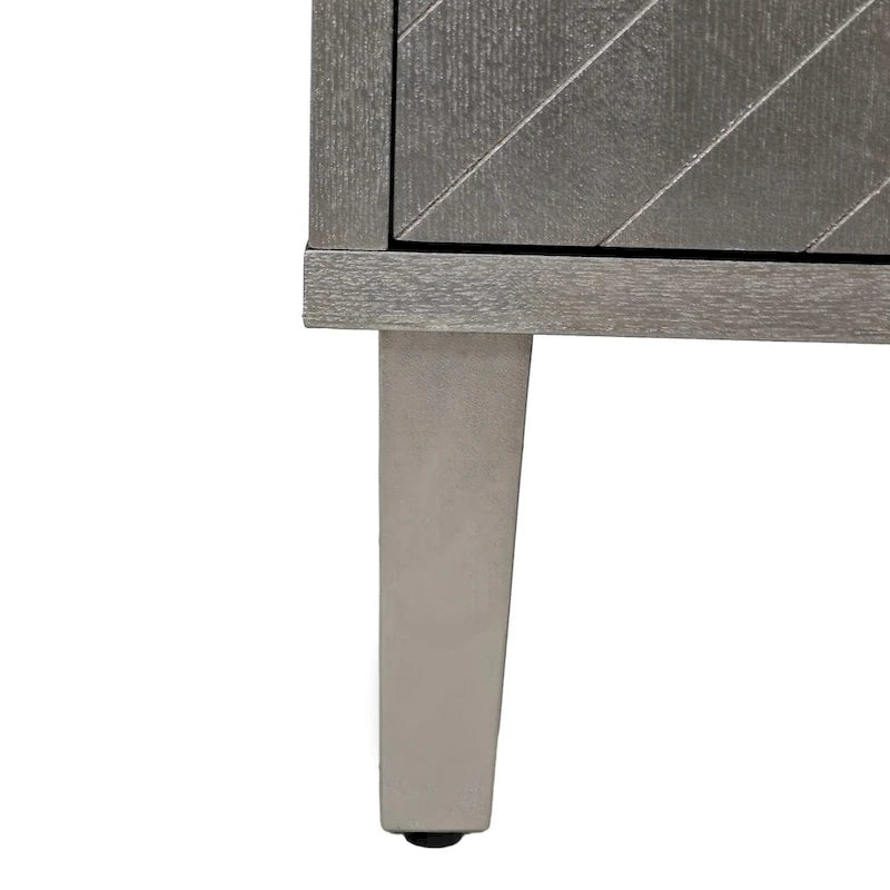 Armoire de rangement à 4 portes avec pieds en pin et structure en MDF