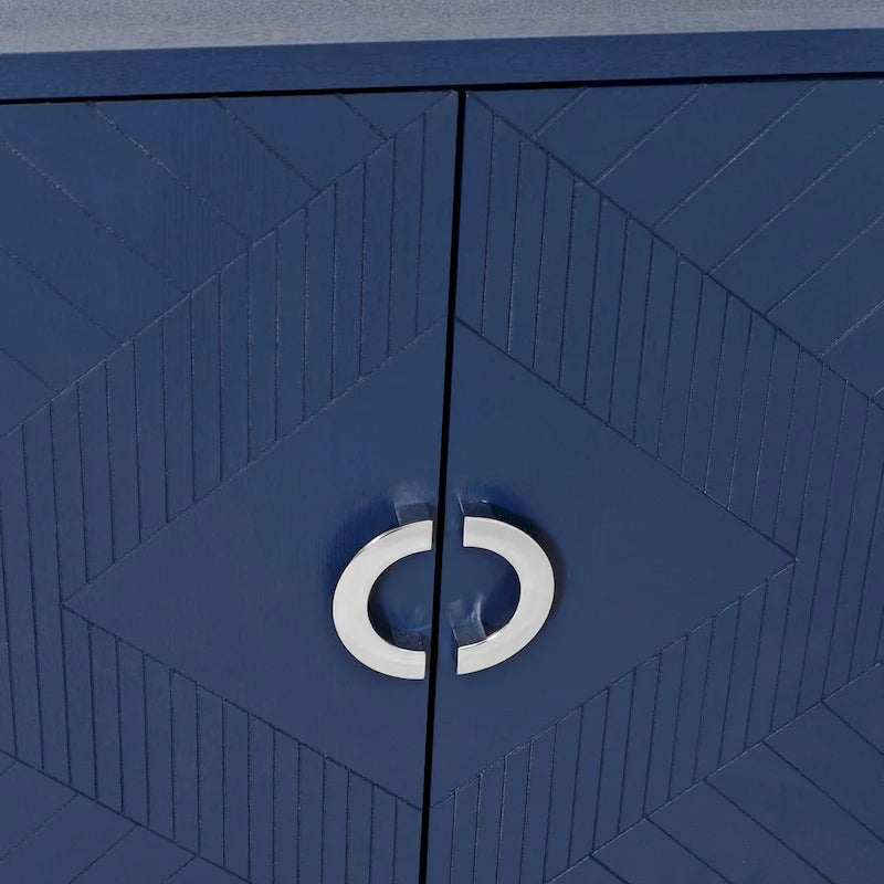 Armoire de rangement à 4 portes avec pieds en pin et structure en MDF