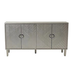 Armoire de rangement à 4 portes avec pieds en pin et structure en MDF