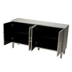 Armoire de rangement à 4 portes avec pieds en pin et structure en MDF