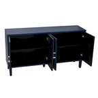 Armoire de rangement à 4 portes avec pieds en pin et structure en MDF