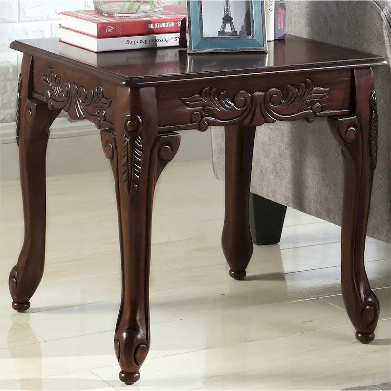 Table d'appoint traditionnelle en bois avec pieds