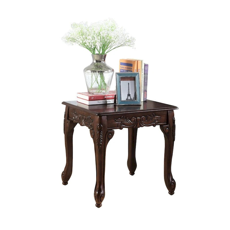 Table d'appoint traditionnelle en bois avec pieds