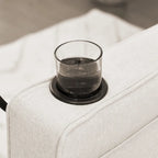 Canapé-lit en lin avec fonction lit gigogne, espace de rangement supplémentaire, support pour téléphone et chargeur USB