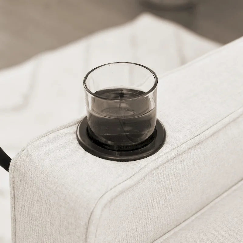 Canapé-lit en lin avec fonction lit gigogne, espace de rangement supplémentaire, support pour téléphone et chargeur USB