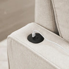 Canapé-lit en lin avec fonction lit gigogne, espace de rangement supplémentaire, support pour téléphone et chargeur USB