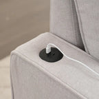 Canapé-lit en lin avec fonction lit gigogne, espace de rangement supplémentaire, support pour téléphone et chargeur USB