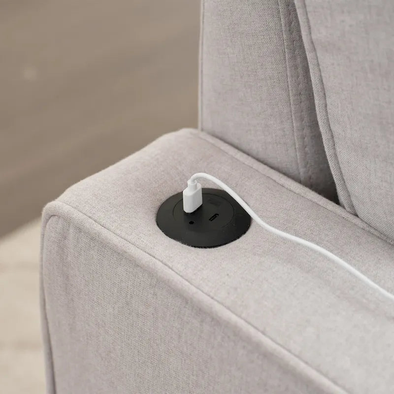 Canapé-lit en lin avec fonction lit gigogne, espace de rangement supplémentaire, support pour téléphone et chargeur USB