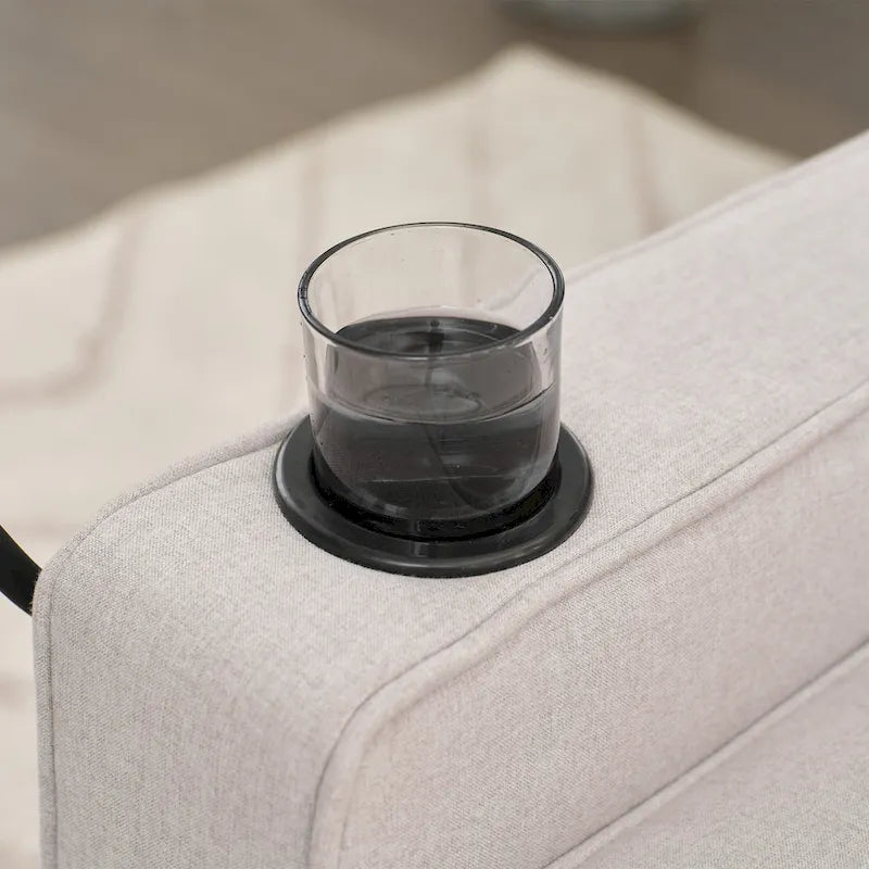 Canapé-lit en lin avec fonction lit gigogne, espace de rangement supplémentaire, support pour téléphone et chargeur USB