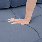 Canapé-lit en lin avec fonction lit gigogne, espace de rangement supplémentaire, support pour téléphone et chargeur USB