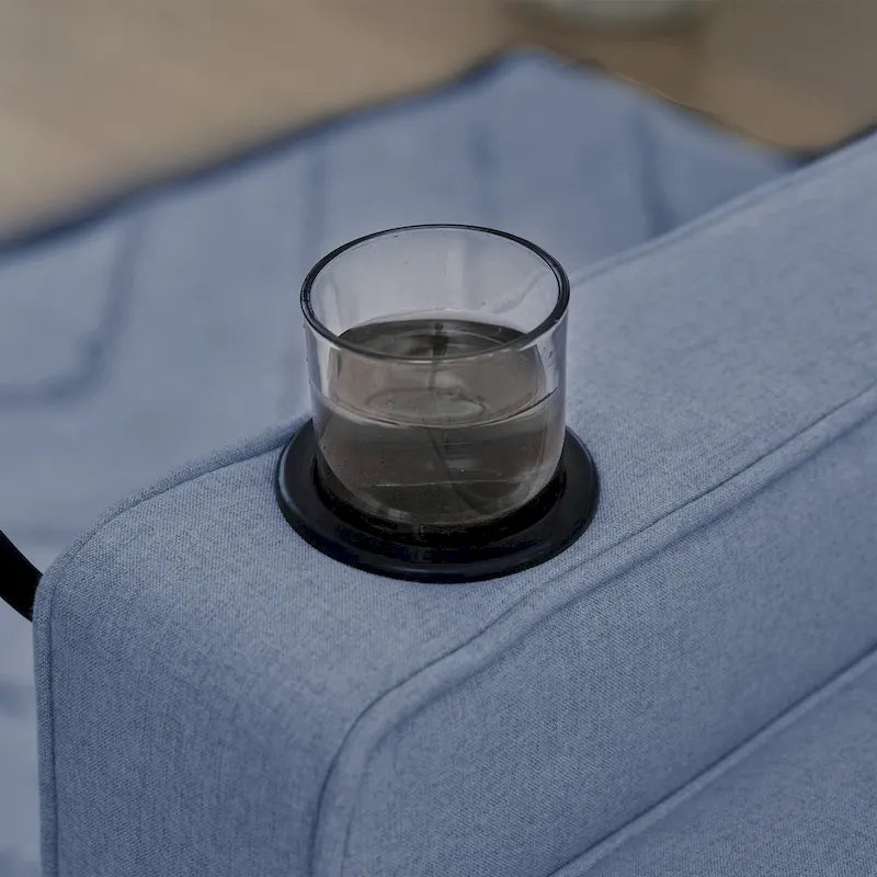 Canapé-lit en lin avec fonction lit gigogne, espace de rangement supplémentaire, support pour téléphone et chargeur USB