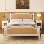 Traditional Style Rattan Bed Frame, No Box Spring Needed