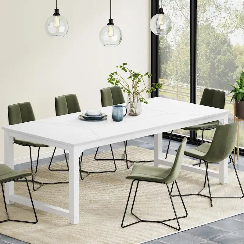 Table de salle à manger rectangulaire moderne de 200 cm (79 pouces) pour 6 à 8 personnes - 200 cm (78,74 po) L x 100 cm (39,37 po) l x 77 cm (30,31 po) H