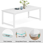 Table de salle à manger rectangulaire moderne de 200 cm (79 pouces) pour 6 à 8 personnes - 200 cm (78,74 po) L x 100 cm (39,37 po) l x 77 cm (30,31 po) H