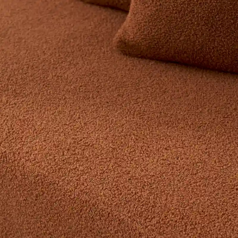 Canapé d'angle 5 places en L, tissu sherpa, confort optimal, orange